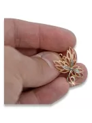 Vintage rose pink 14k 585 gold  maple leaf earrings ven096rw