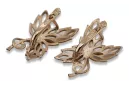 Vintage rose pink 14k 585 gold  maple leaf earrings ven096r