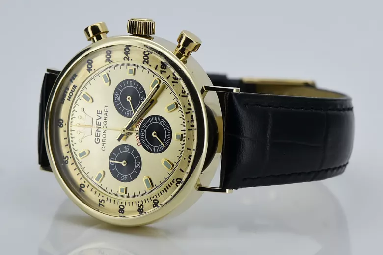 Жълт 14k 585 златен мъжки часовник Geneve mw012y-gb