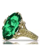 Vintage 18K Yellow Gold Emerald Ring, Oval 8x15mm