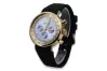 14K Gold Men's Watch, Blue Dial, Leather Strap, 40mm