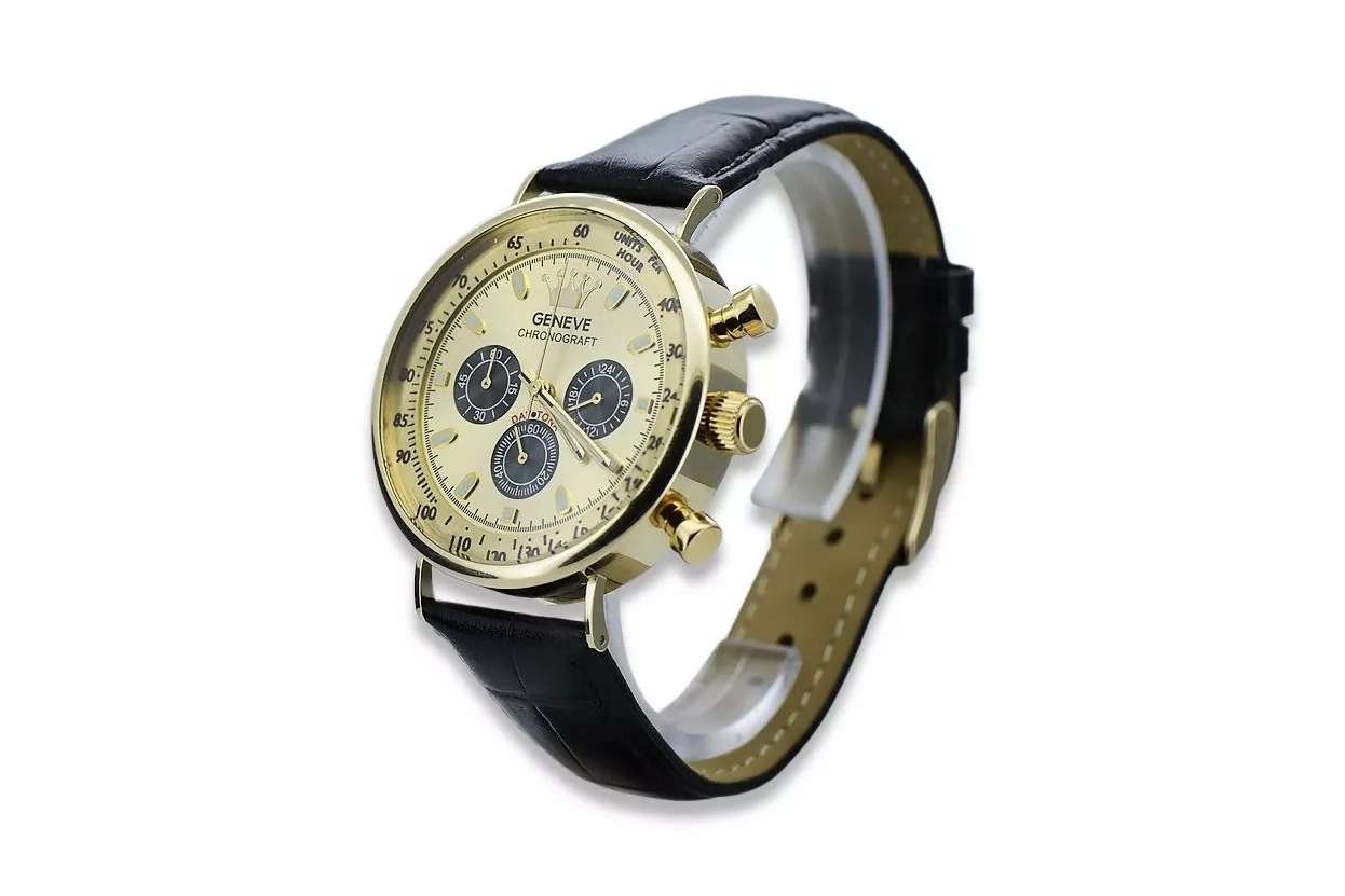 Желтые 14k 585 золотые мужские часы Geneve mw012y-gb