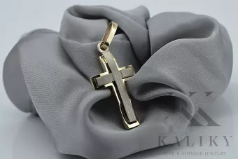 Jaune blanc 14k or massif Croix catholique ctc031yw