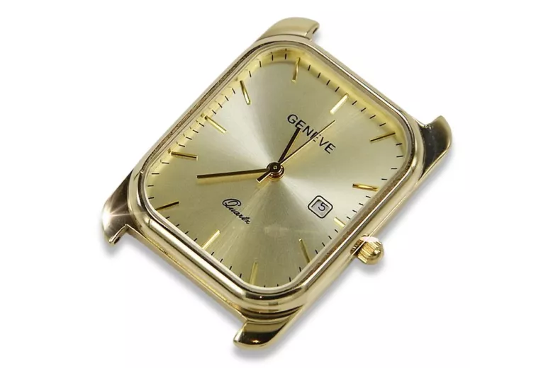 Gold men's watch Geneve ★ zlotychlopak.pl ★ Gold purity 585 333 Low Price!