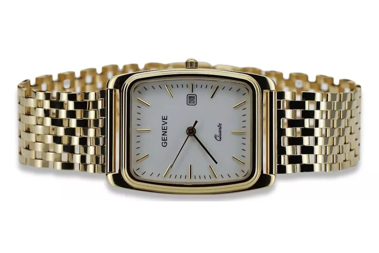 Gold men's watch Geneve ★ zlotychlopak.pl ★ Gold purity 585 333 Low Price!