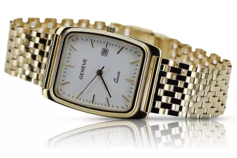 Жовтий 14k 585 золотий чоловічий годинник Geneve mw001ydw&mbw005y