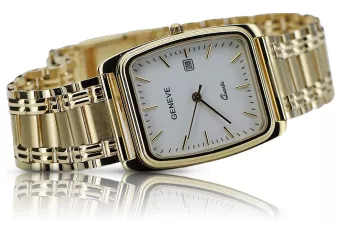 Жълт 14k 585 златен мъжки часовник Geneve mw001ydw&mbw009y