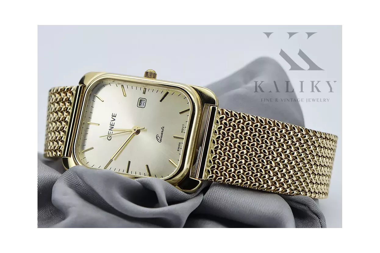 Gold men's watch Geneve ★ zlotychlopak.pl ★ Gold purity 585 333 Low Price!