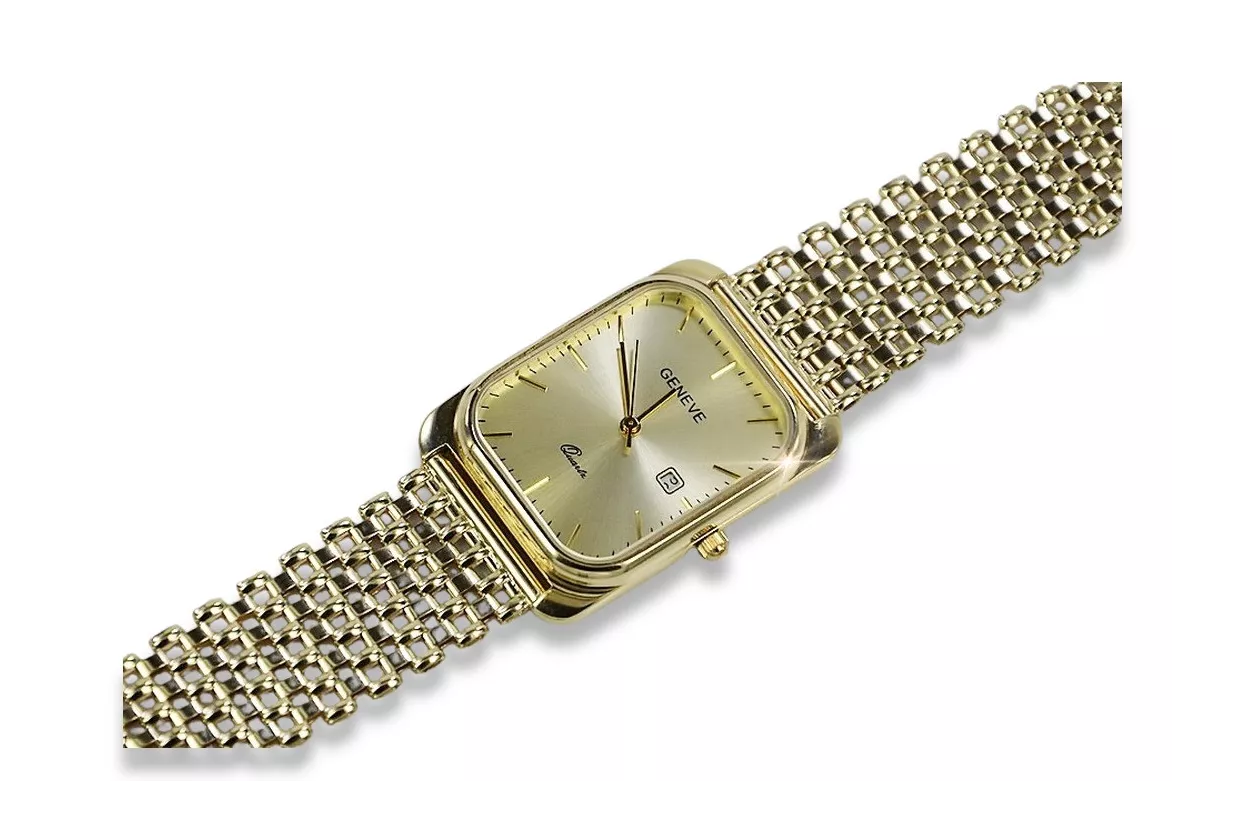 Gold men's watch Geneve ★ zlotychlopak.pl ★ Gold purity 585 333 Low Price!