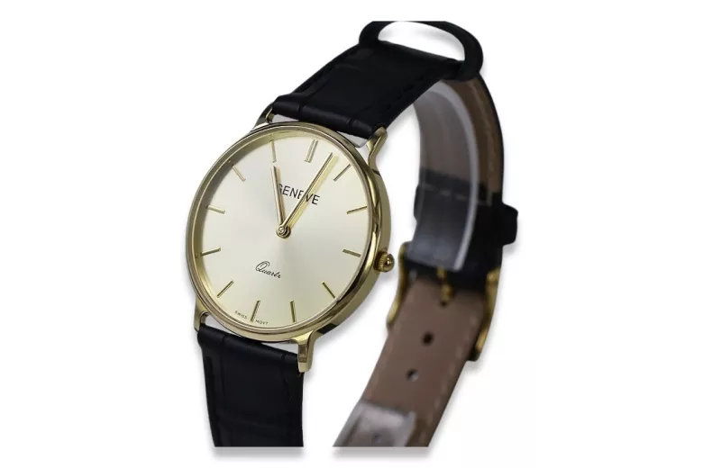 Reloj de oro para hombre Geneve ★ zlotychlopak.pl ★ Pureza de oro 585 333 Precio bajo!