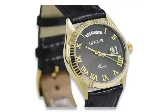 Reloj de Hombre de Oro 14k, Esfera Negra, Cuarzo, 41mm