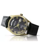 Montre Homme Or 14k, Cadran Noir, Quartz, 41mm