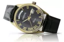 Montre Homme Or 14k, Cadran Noir, Quartz, 41mm