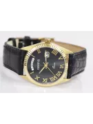 14k Gold Men's Watch, Black Dial, Quartz, 41mm