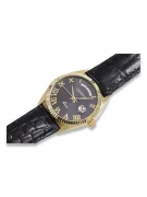 Montre Homme Or 14k, Cadran Noir, Quartz, 41mm