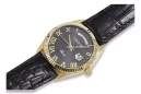 Montre Homme Or 14k, Cadran Noir, Quartz, 41mm