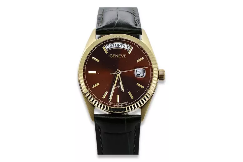 Reloj para hombres de oro Geneve ★ https://zlotychlopak.pl/es/ ★ Pureza de oro 585 333 Precio bajo!