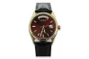 Yellow 14k gold men's women's Geneve brown dial watch mw013ydbr