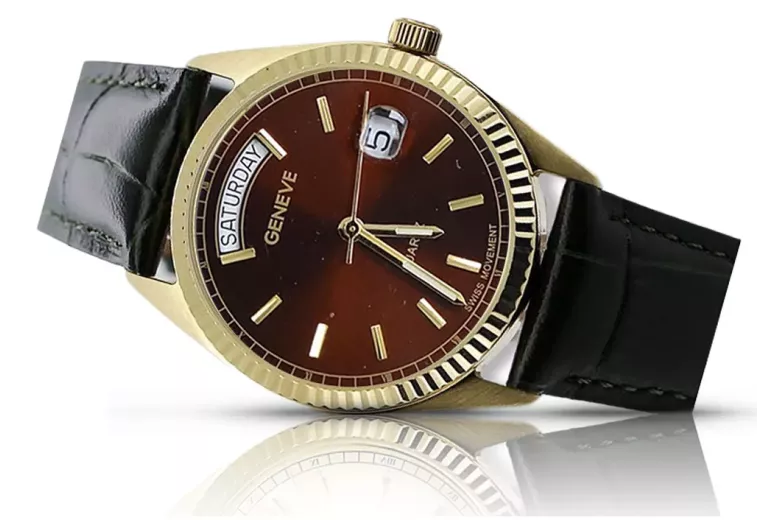 Reloj para hombres de oro Geneve ★ https://zlotychlopak.pl/es/ ★ Pureza de oro 585 333 Precio bajo!