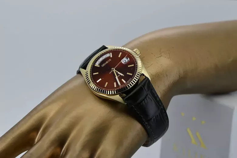 Montre hommes d'or Geneve ★ https://zlotychlopak.pl/fr/ ★ Pureté d'or 585 333 Low Price!