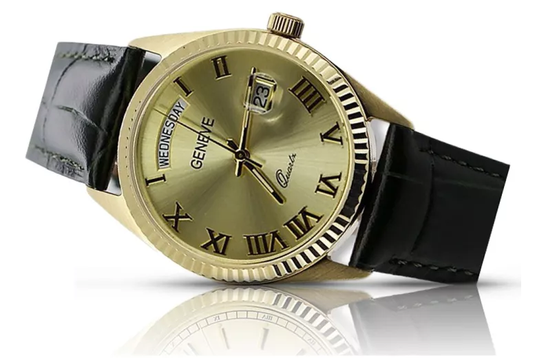 Gold Men's Watch Geneve ★ Zlotychlopak.pl ★ Gold Reinheit 585 333 niedriger Preis!