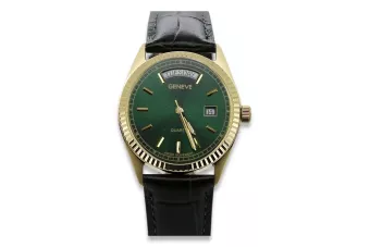 Jaune 14k or femme Geneve cadran vert montre mw013ydgr