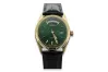 Yellow 14k gold men's women's Geneve green dial watch mw013ydgr