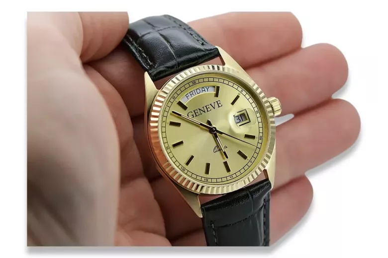 Reloj para hombres de oro Geneve ★ https://zlotychlopak.pl/es/ ★ Pureza de oro 585 333 Precio bajo!