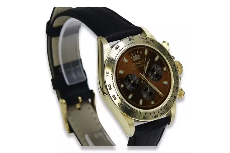 Gold men's watch Geneve ★ zlotychlopak.pl ★ Gold purity 585 333 Low Price!