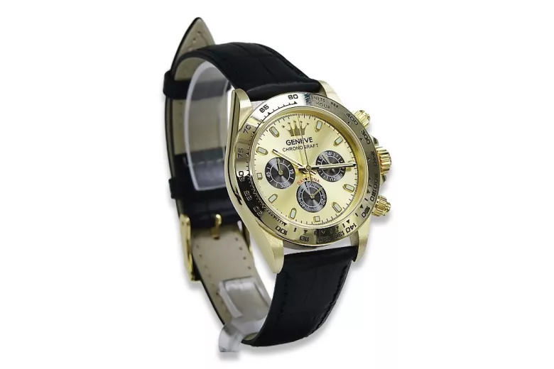 Gold men's watch Geneve ★ zlotychlopak.pl ★ Gold purity 585 333 Low Price!