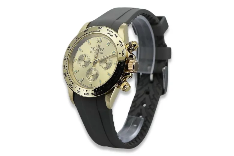 Gold men's watch Geneve ★ zlotychlopak.pl ★ Gold purity 585 333 Low Price!