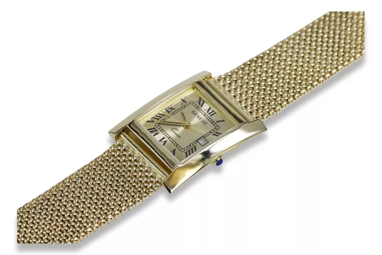 Gold men's watch Geneve ★ zlotychlopak.pl ★ Gold purity 585 333 Low Price!