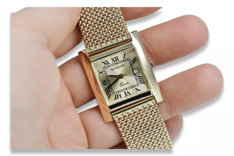 Gold men's watch Geneve ★ zlotychlopak.pl ★ Gold purity 585 333 Low Price!