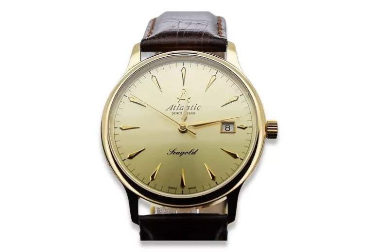 Reloj Atlantic mw003y para hombre en oro amarillo 585 de 14 quilates