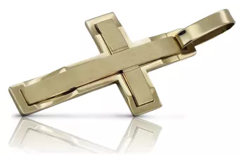 Gelb 14k solide gold katholische Kreuz Anhänger ctc031y