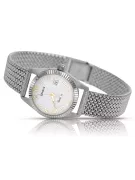 Montre femme en or blanc 14K, cadran nacré, quartz italien