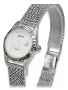 Montre femme en or blanc 14K, cadran nacré, quartz italien