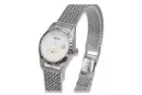 Montre femme en or blanc 14K, cadran nacré, quartz italien