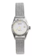 Montre femme en or blanc 14K, cadran nacré, quartz italien