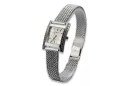 14K White Gold Diamond Watch, Rectangular 0.25ct, Italian