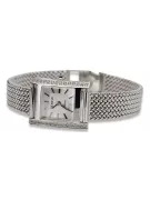 Montre en Or Blanc 14K, Diamant Rectangulaire 0.25ct, Italienne