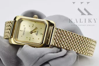 копія наручного годинника Lady Geneve з жовтого золота 14 карат 585 проби lw054ydg&lbw008y