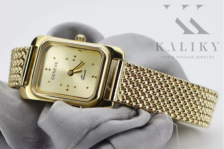 Gold men's watch Geneve ★ zlotychlopak.pl ★ Gold purity 585 333 Low Price!