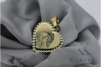 Yellow 14k gold Mary medallion icon pendant pm029y