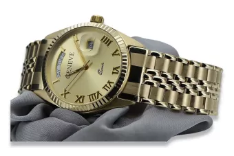 Montre homme femme en or jaune 14 carats 585 Geneve mw013ydg&mbw019yo