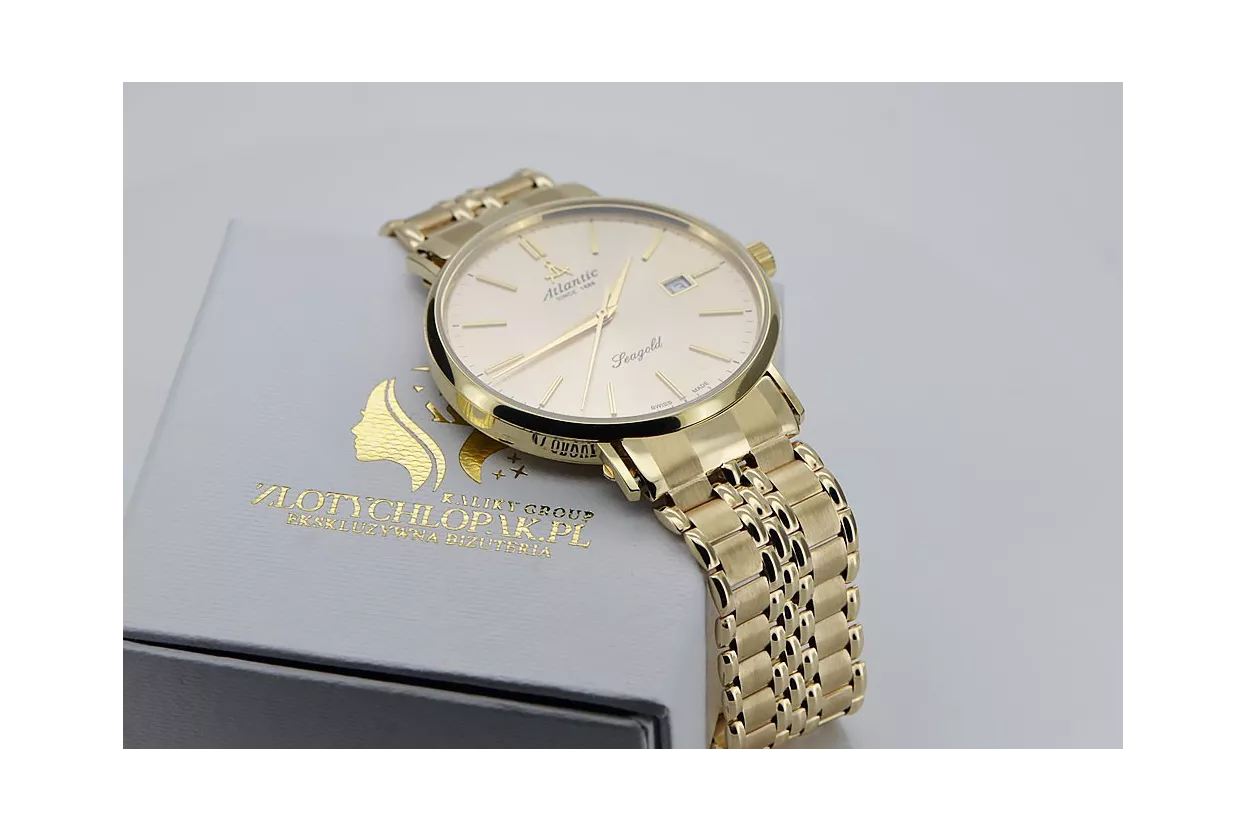 Gold men's watch Geneve ★ zlotychlopak.pl ★ Gold purity 585 333 Low Price!