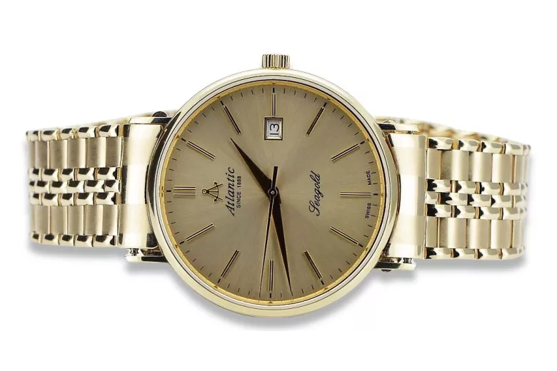 Gold men's watch Geneve ★ zlotychlopak.pl ★ Gold purity 585 333 Low Price!