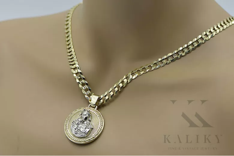 Gold 14k 585 Merry pendant icon with Gourmette chain pm027yw37&cc099y