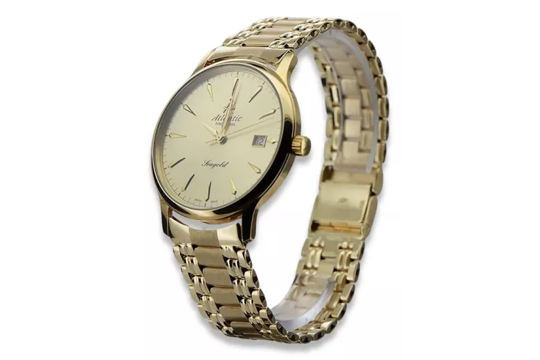 Gold Men's Watch Geneve ★ Zlotychlopak.pl ★ Puritate de aur 585 333 Preț scăzut!