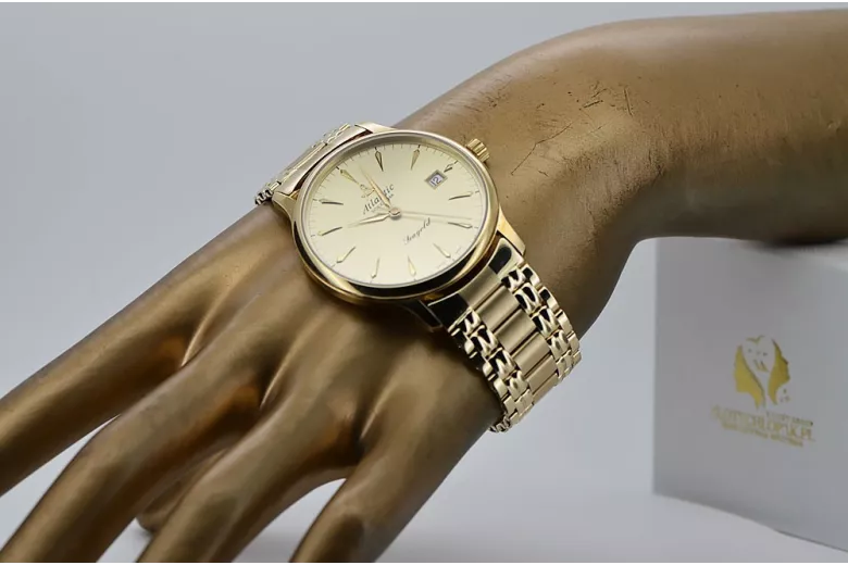 Gold Men's Watch Geneve ★ Zlotychlopak.pl ★ Puritate de aur 585 333 Preț scăzut!